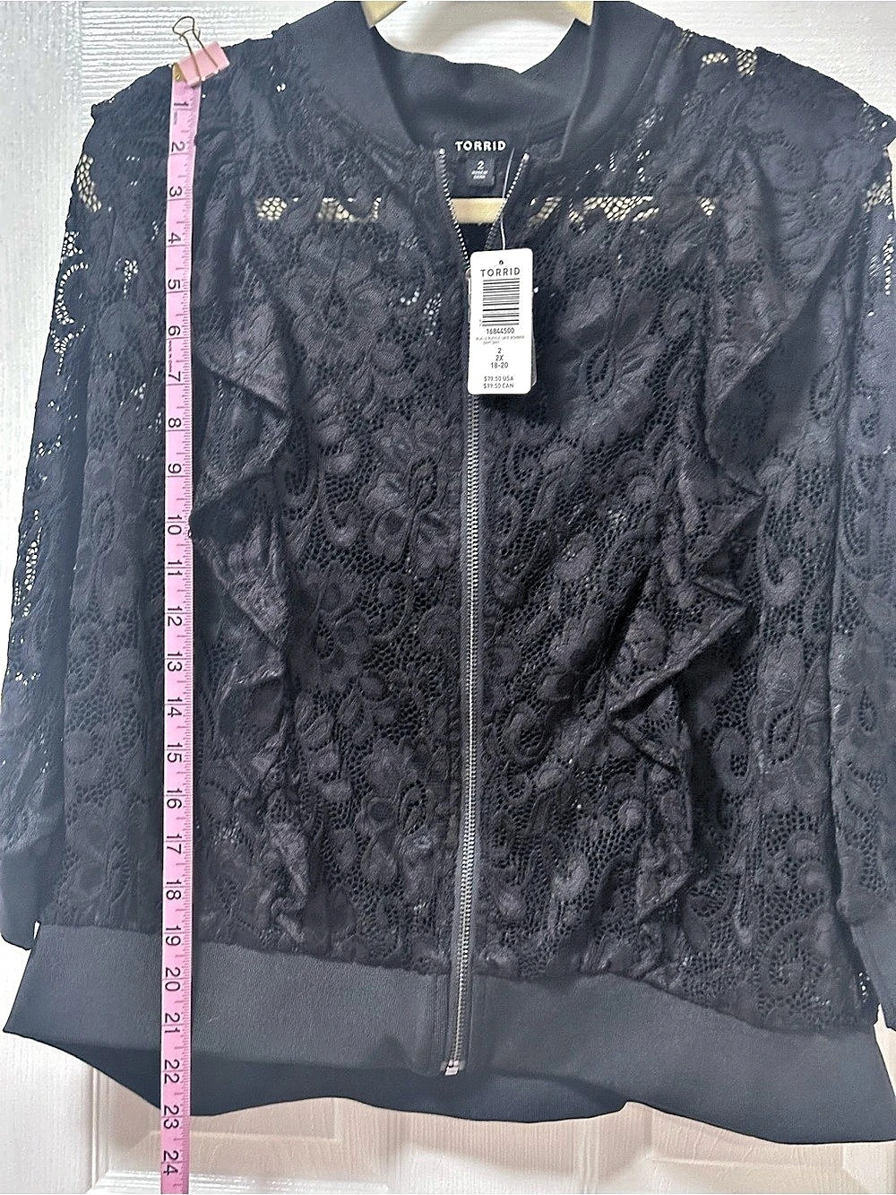 Torrid Black Lace Bomber Jacket 2X NWT